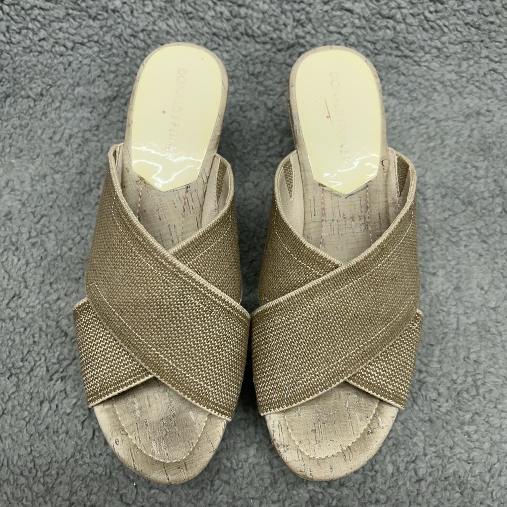 Donald J Pliner Dani Wedge Sandals Womens 6.5 M Beige Platform Stretch Straps - Picture 6 of 10